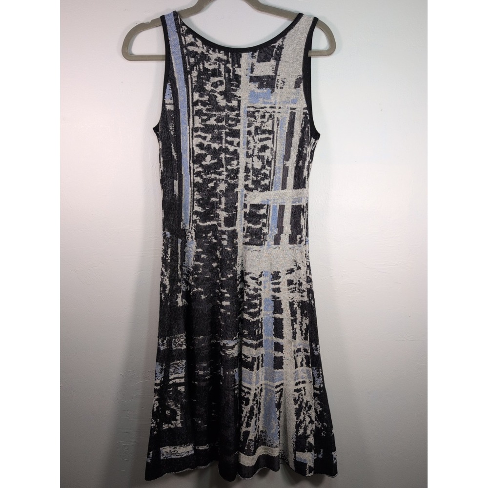 Nic+Zoe Knit Sleeveless Blue Gray Black A Line Dress Size S